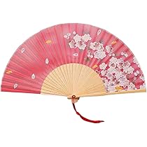和風扇子 ピンク 花模様 タッセル付き 和風扇子 ピンク 花模様 タッセル付き