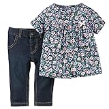 カーターズ Carter's カットソー 半袖 ポプリンコットン100% ＆ デニム パンツ 綿99% ポリウレタン1% 2点セット 2-Piece Top & Jeans Set 24M (83-8