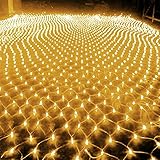 Ecandy8モード2M x 3M 200 LEDメッシュ妖精ライト 屋内屋外のホームガーデンクリスマスパーティーウェディング用 (2MX3M, 暖かい白い)