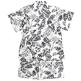 甚平 ベビー 男の子 綿100% 日本製生地 じんべい スーツ上下 祭 子供甚平 ボタニカル/白-9958 95cm