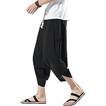 monks/ nop de nod ⿻ リネン 7分丈 サルエルパンツ 夏 Amazon | [Fasshonrida] サルエルパンツ メンズ アラジンパンツ