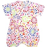 甚平 ロンパース ベビー 新生児 女の子 綿100% 日本製生地 グレコ 花火/白-9916 50-60cm