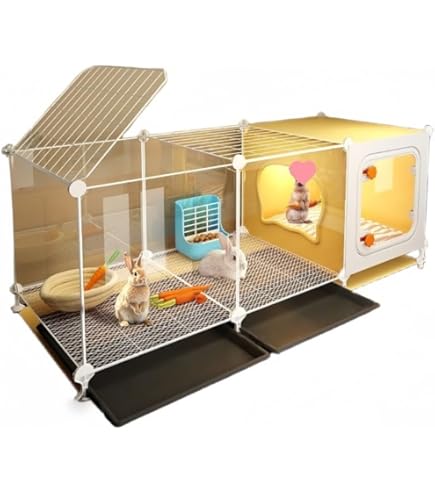 Amazon | MumuElf ウサギケージ 家庭用 トイレトレー付き クリア