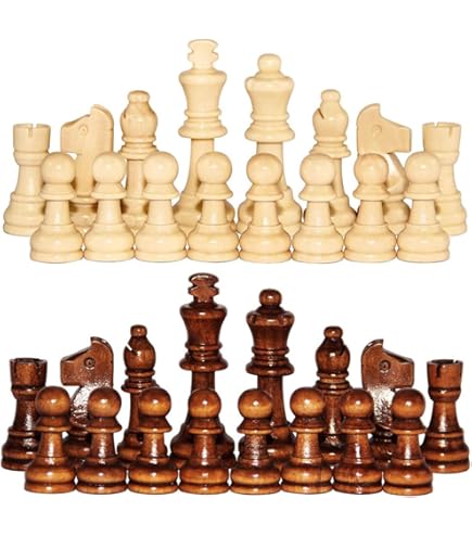 Amazon | 木製チェス駒のみ ボードなし ポータブル国際チェス駒