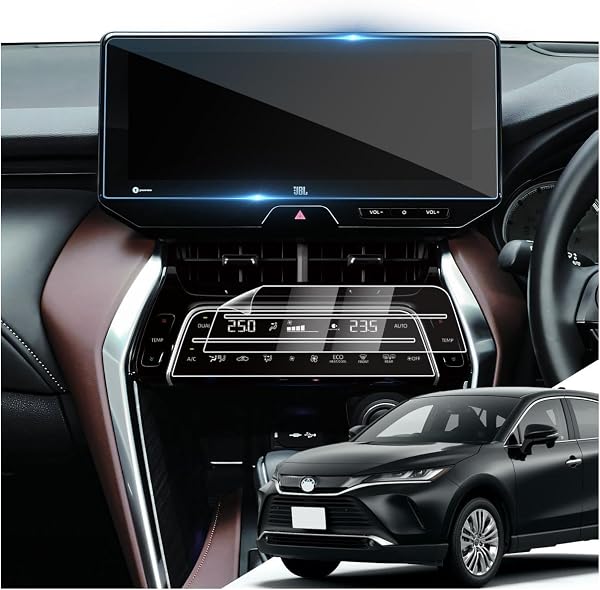 LANTU トヨタ ハリアー 80系 用 【改良型丨全面保護】【エアコン+ ナビフィルム セット】 ディスプレイ用 指紋防止 キズ防止 貼付簡単 自己吸着タイプ 高感度タッチ 汚れ防止 Harrier 80 ナビ フィルム カスタム パーツ ハリアー 80系 アクセサリー - 1