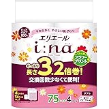 エリエール トイレットペーパー i:na(イーナ) フラワープリント 3.2倍巻き 75m×4ロール ダブル パルプ100% 華やかなフローラルの香り