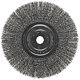Weiler Trulock Narrow Face Wire Wheel Brush, Round Hole, Steel, Crimped Wire, 8" Diameter, 0.014" Wi