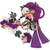 髪飾り 成人式 ドライフラワー つまみ細工 振袖 前撮り 袴 花 浴衣 夏祭り 花火大会 ３点セット 紫 椿 浴衣 かんざし 髪型 ヘア No.9-3841