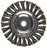 Weiler Vortec Pro Wide Face Wire Wheel Brush, Round Hole, Carbon Steel, Partial Twist Knotted, 6" Di