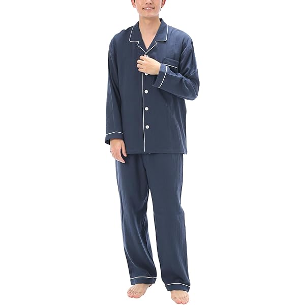 Amazon | [ON NISHIKI] パジャマ メンズ 長袖 綿100％ 前開き 上下