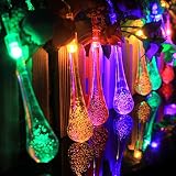 O-Best Multi-color Solar Outdoor String Lights 15.7ft 20 LEDs Waterproof Water Drop LED String Fairy