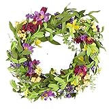 工場直接クラフトカラフル人工スプリングWildflowerのホームデコレーション、表示と設計のWreath