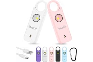 【2024最新：夜歩き護身+窓侵入防止両用】防犯ブザー 護身用グッズ 防犯アラーム 防犯グッズ 防犯ベル 135dB大音量 子供 振動センサー 窓用 ライト付き type-c充電式 大人 150mAh 電気量不足警告 ランドセル (ピンク+ホワイト,