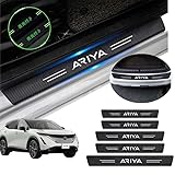 KINKA 日産用 アリア用 サイドステップガード 新型 ARIYA用 FE0系 SNFE0/FE0 車用サイドステップ プロテクター 保護ステッカー スカッフプレート 1.2mm 車 ステッカー 傷隠し 傷汚れ防止 滑り止め 取り付け簡単 カーボンレザー 5点セット(夜光付き)