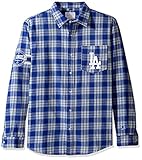 Los Angeles Dodgers Wordmark基本的なフランネルシャツ XL ブルー