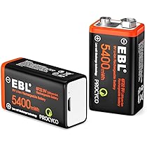 Amazon | EBL 9V電池充電式 600mAh 2本入 6P形電池1.5 H急速充電