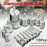 15ピース/セット6ミリメートル-50ミリメートルダイヤモンドホールソー大理石ドリルビットタイルセラミックガラス磁器ツールセットホット販売