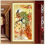 KingFly 124x69cm マグノリアピーコッククロスステッチキットDIY刺繍セットホー...