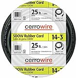 Cerrowire 283-3403A 25-Feet 14/3 SOOW Rubber Flexible Extra Heavy Duty Cord, Black [並行輸入品]