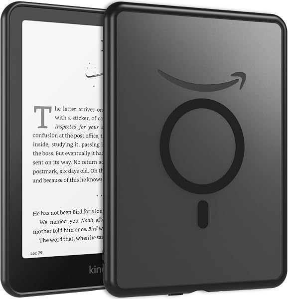 Kindle ケース (Kindle Paperwhite 第12世代 / Kindle Colorsoft/Kindle Paperwhite シグニチャーエディション) 用ケース OWKEY MagSafe対応 半透明 黄ばみなし 薄型 耐衝撃 指紋防止 マグネット搭載 Kindle 2024 2025発売 3モデル対応カバー 7インチ (ブラック) - 1