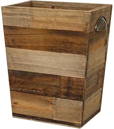 Amazon｜Vintiquewise(TM) アンティーク木製ゴミ箱/ハンドル付き｜フタ