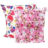 Yarra Modes 2 pcs Baby Wet and Dry Cloth Diaper Bags (Monkey and Red Owls) by Yarra Modes