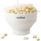 créer(クレエ) ポップコーンメーカー 簡単電子レンジ調理 【 子供と一緒に作れるレシピブック付き 】 ポップコーンマシーン 家庭用 丸洗い・食洗器可／white（ホワイト）