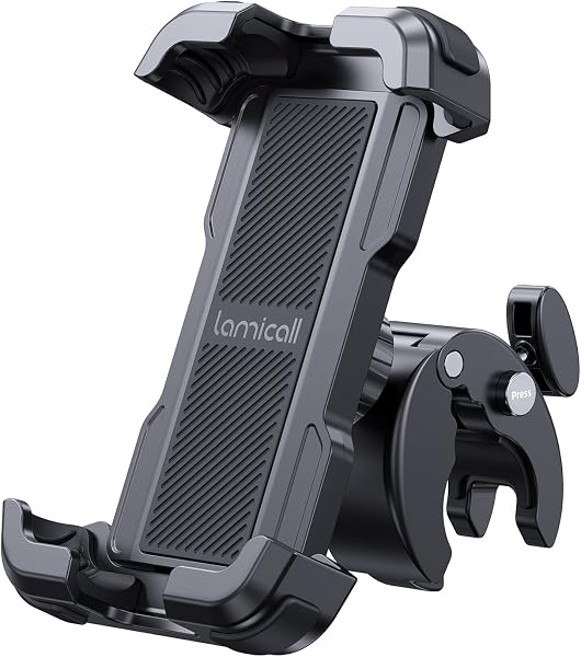 Lamicall 片手操作 自転車用 スマホ ホルダー スタンド : 簡単取付 ロードバイク ワンタッチ スマートフォン ホルダー 携帯ホルダー オートバイ バイク用 スマホ固定 360度回転 防振 iPhone 17 17pro Air iPhone16 16Plus 16pro 15/14/13 android 4.7-6.8インチに対応 黒 - 1