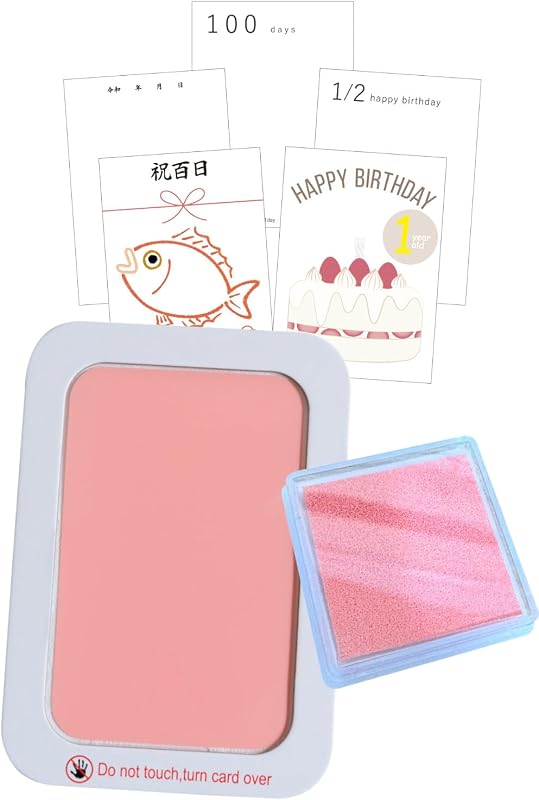 whipwhip 【何度も押せる】 手形スタンプ パッド 赤ちゃん 汚れない 手形足形 命名書 100日祝い インク (パッド付きピンクL)