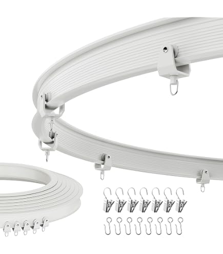 Econex Flexible Ceiling Curtain Track – 9.8ft Bendable Room Divider System, White PVC, Complete Set With Rollers & Brackets