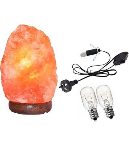 Salt Lamp Cord 1.8m With ON/OFF Switch Metal Clip And 5 Free E14 Bulbs, White S | UK
