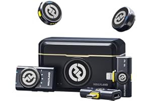 Hollyland Lark M2 Wireless Microphone for iPhone, Camera and Android, All in One(2TX+3RX), 1000ft Los Range, Hi-Fi Audio, Noise Cancellation, 40H Duration, for Vlogging