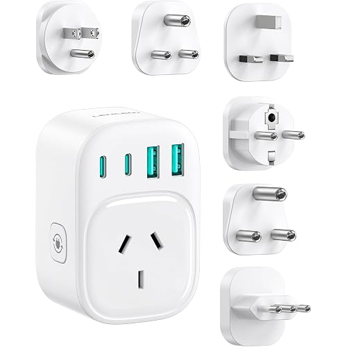 LENCENT Universal Travel Adapter, Type B/E/F/D/G/L/M International Plug | Worldwide Power Adapter Set for EU, US, UK, India, 