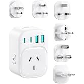 LENCENT Universal Travel Adapter, Type B/E/F/D/G/L/M International Plug | Worldwide Power Adapter Set for EU, US, UK, India, 
