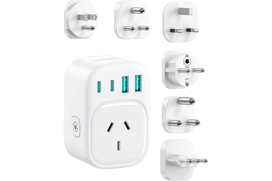 LENCENT Universal Travel Adapter, Type B/E/F/D/G/L/M International Plug | Worldwide Power Adapter Set for EU, US, UK, India, 