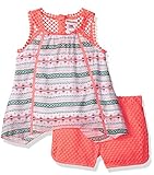Little Lass Toddler Girls' 2 Pc Basketweave Lace Short Set Coral 2T [並行輸入品]