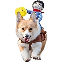 NACOCO Cowboy Rider Dog Costume for Dogs Clothes Knight Style with Doll and Hat for Halloween Day Pet Costume(L)
