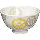 美濃焼 軽量 飯碗 お茶碗 れんこん柄 黄 直径約11.5×高さ6cm 電子レンジ 食洗機対応 日本製 134280