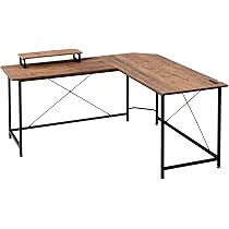 山善ステーション デスク 幅160×奥行160×高さ76cm L字 モニター台付き コンセント(2口)2箇所 アジャスター付き オフィス　組立品 ココアブラウン(木目柄) PND-1600 Amazon.co.jp: [山善] デスク 幅160×奥行160×高さ76cm L字 モニター台