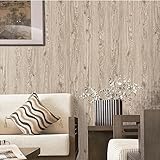 HaokHome 3205 DIYレトロ木材プランクベージュ壁紙壁用ファッション樹木 3D屋内 ベッドルーム装飾 53cm×10m(並行輸入品)