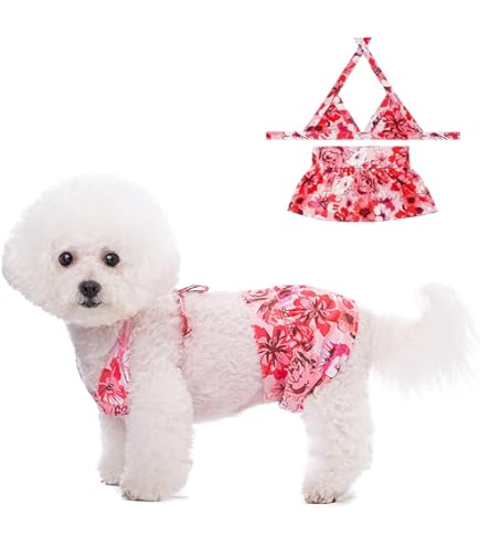 Amazon | MEIAOJIA 犬服 水着 水泳着 犬猫用 ビキニ 水玉模様 入浴