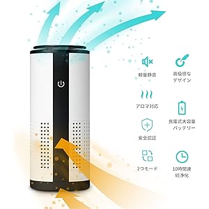 車載空気清浄機 空気清浄機 イオン発生器 充電式 プラズマクラスター 花粉対策 消臭 ウィルス/ホコリ/ペット/タバコ対…