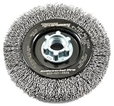 Forney 72234 Wire Wheel Brush, Industrial Pro Crimped with Dual Arbor 5/8-Inch-11 and M14, 4-Inch-by