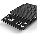 Oneon ドリップスケール 3kg デジタルスケール タイマー付き 計量器 はかり デジタル 0.1g 高精度LED電子スケール 業務用（ブラック）