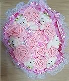 LYLE ライル ハンドメイド くま束 熊束 ベア ブーケ 造花 ぬいぐるみ 白 結婚式 結婚記念日 出産祝い 誕生日 プロポーズ ギフト (ピンク)