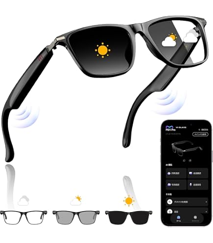 Amazon | スマートメガネ AI翻訳メガネ Bluetooth 115+言語対応、同時