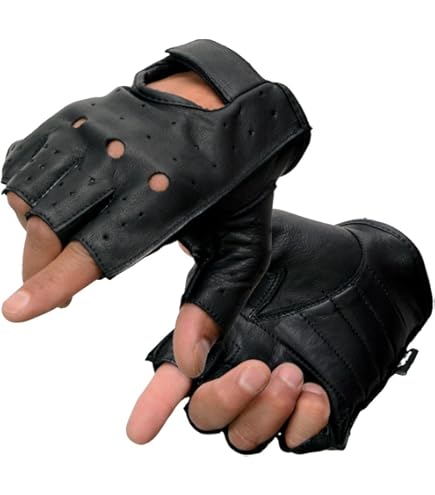 Amazon | Milwaukee Leather SH195 メンズ ブラックレザー 穴あき