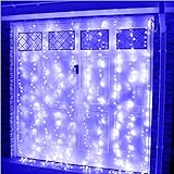 3M x 3Mは300のLED党クリスマスXmasのひもの妖精の結婚式のカーテン8つのモード110Vをつける (ブルー)