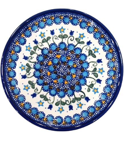 Amazon.co.jp: ポーリッシュポタリー 花柄 青 水色 プレート 皿