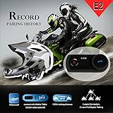 Bluetoothインターホン オートバイ ヘルメット通信システム 防水 E2 BT 1200M範囲 スクーター ブルートゥース ヘッドセット インターコム スポーツ ヘルメット （E2、ブラック、2